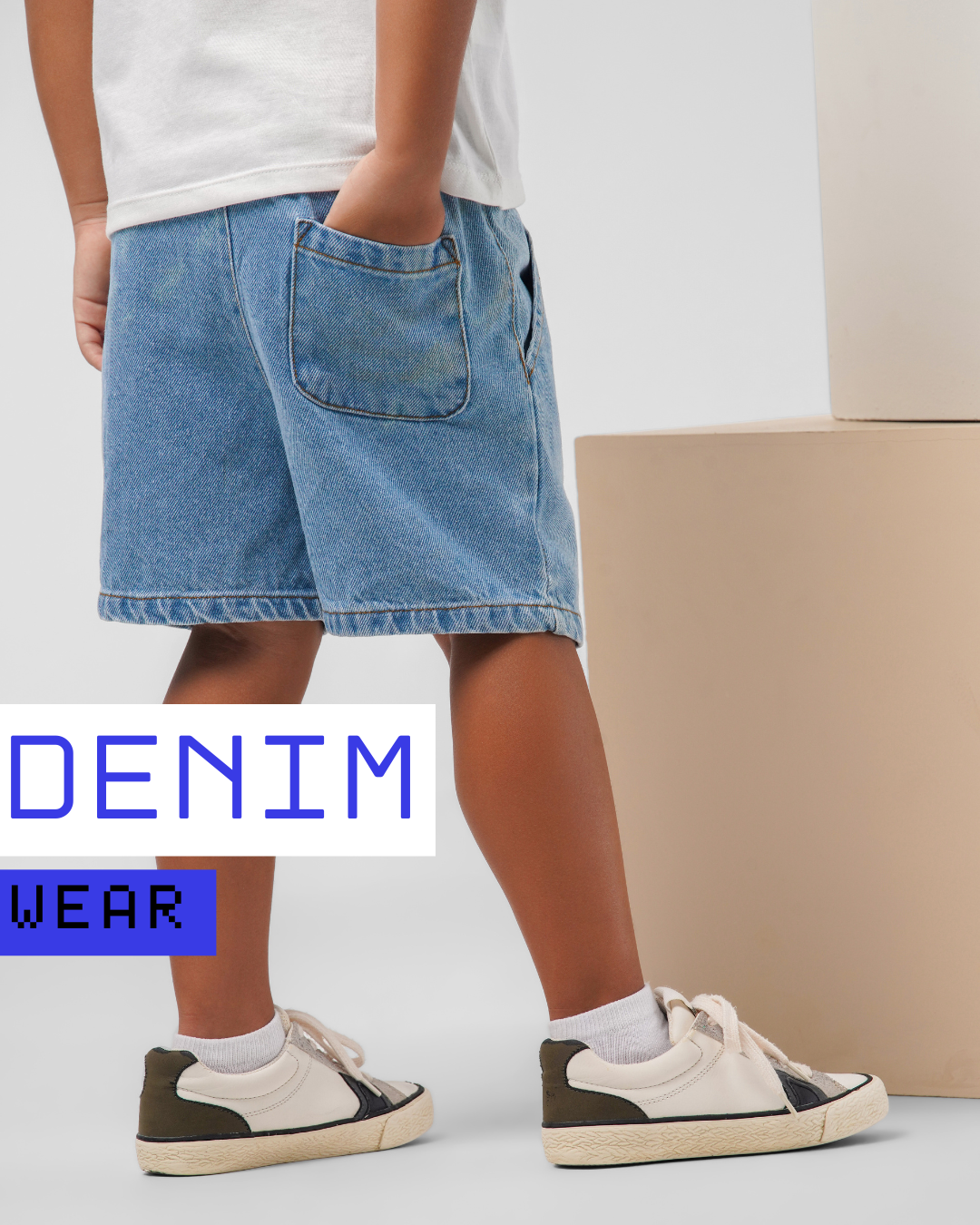 DRAWSTRING DENIM BERMUDA SHORTS