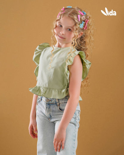 RUFFLE SLEEVE BLOUSE