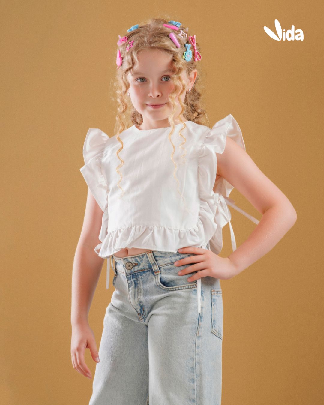 RUFFLE SLEEVE BLOUSE