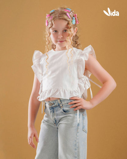 RUFFLE SLEEVE BLOUSE