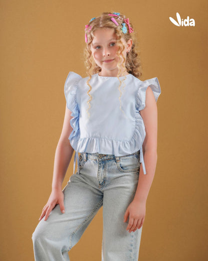 RUFFLE SLEEVE BLOUSE