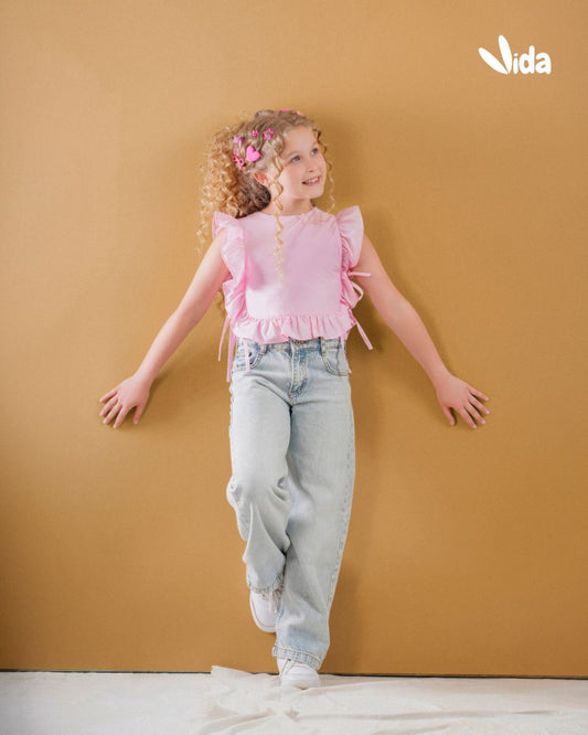 RUFFLE SLEEVE BLOUSE
