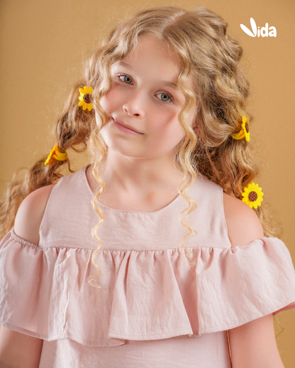 Girls’ Ruffle Linen Dress – Rose